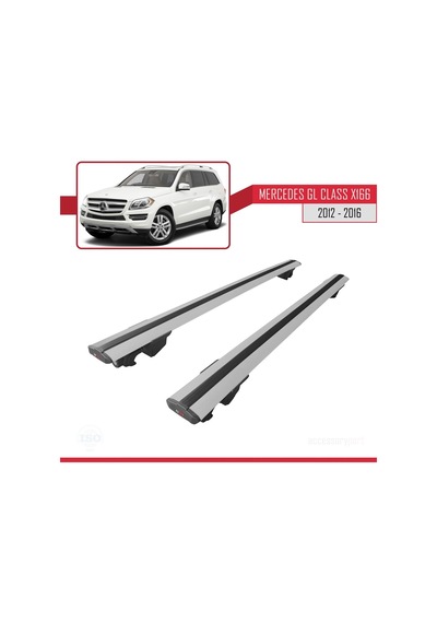 Mercedes Gl X166 2012-2016 Arası İle Uyumlu Hook Model Anahtar Kilitli Ara Atkı Tavan Barı Gri