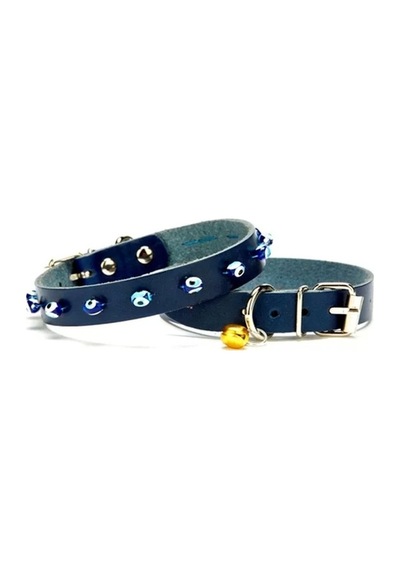 Nazar Boncuklu Kedi Ve Küçük Irk Köpek Tasması 1,2x26 Cm Mavi Large
