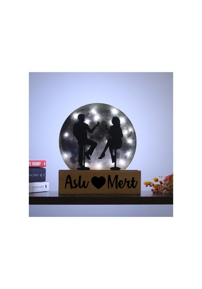 Led Işıklı Pleksi Dolunay Kişiselleştirilebilir Dekoratif Biblo Date Sevgili Anahtar Askılığı Gri - 737330846