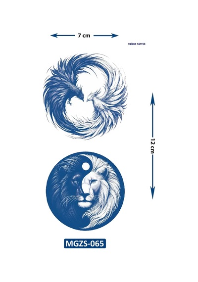Anka Aslan Ying Yang Geçici Dövme Yarı Kalıcı Aylık Yapıştırma Dövme
