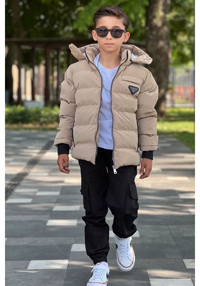 Pina Kids Erkek Çocuk Çıkarılabilir Kapüşonlu Su Geçirmez Nova Kışlık Mont Km4012 Camel