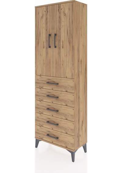 Arges Dolap Tek Raflı 5 Çekmeceli Tek Askılı 60x30x182 Çam-çam Çam Arges Dolap Tek Raflı 5 Çekmeceli Tek Askılı 60x30x182 Çam-çam Çam