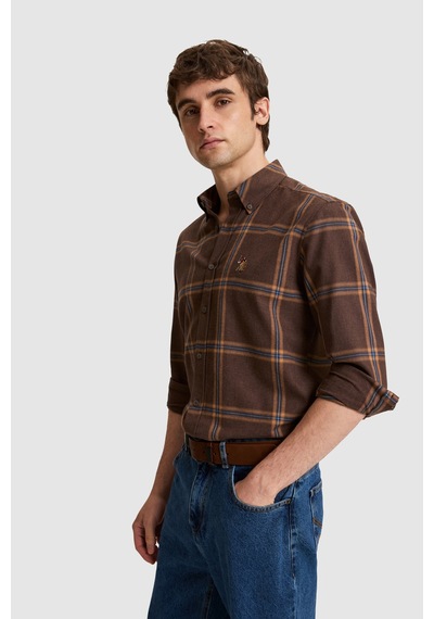 U.S. Polo Assn. Erkek Koyu Kahverengi Uzun Kollu Gömlek 50332378-vr084