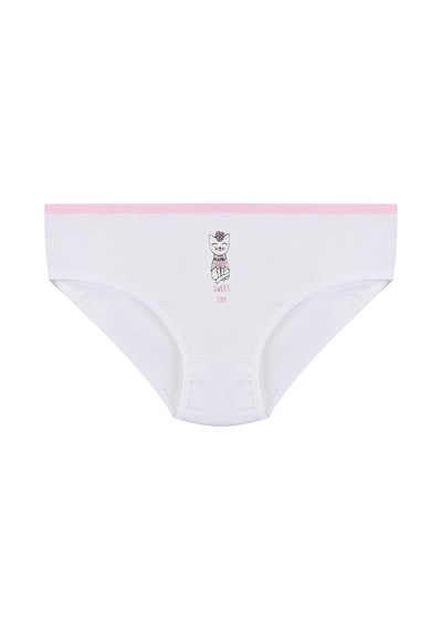 Kız Çocuk 6'lı Sevimli Fare Desenli Slip 1054 Beyaz