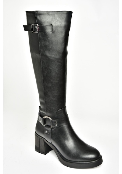 Fox Shoes T282832009 Siyah Kalın Topuklu Kadın Çizme Siyah