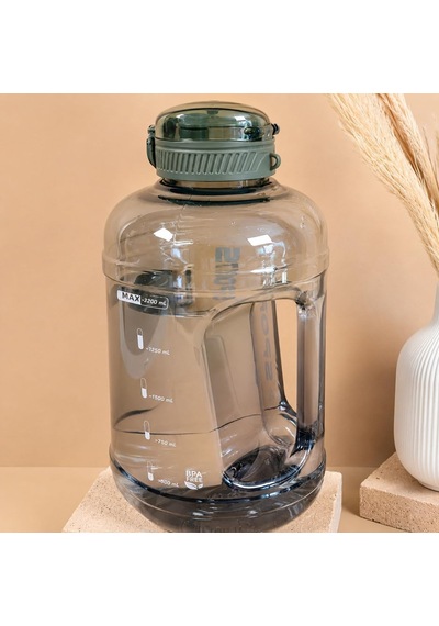 2200 Ml Suluk 2.2 Litre - Kilitli Kapaklı Geniş Hacimli Matara Yeşil Çok Renkli