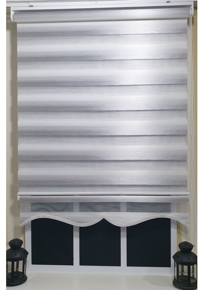 Zebra Stor Perde Gri Renk Geçişli Etek Dilimli St 013