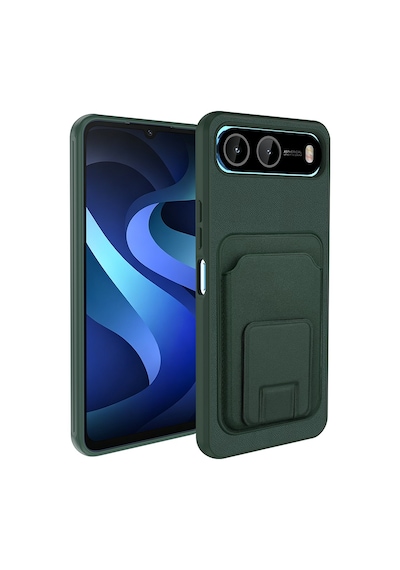 Adige İnfinix Hot 60i 5g Kılıf Bikart Kartlıklı Standlı Yeşil