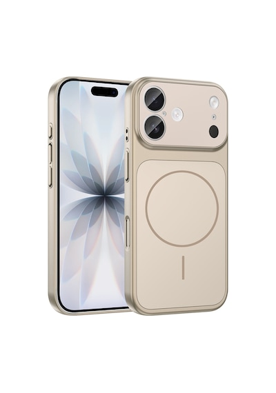 İphone 16 Uyumlu İphone 17 Pro Görünümlü Magsafe Özellikli Dönüşüm Kılıfı Formen Kapak Gold