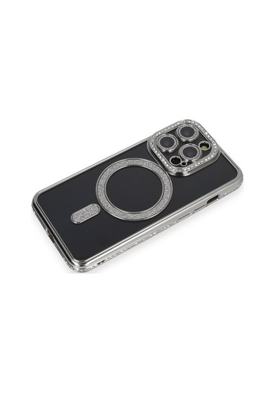 Apple Uyumlu iPhone 14 Pro Max Uyumlu Kılıf Joke Simli Magneticsafe Kılıf - Gri
