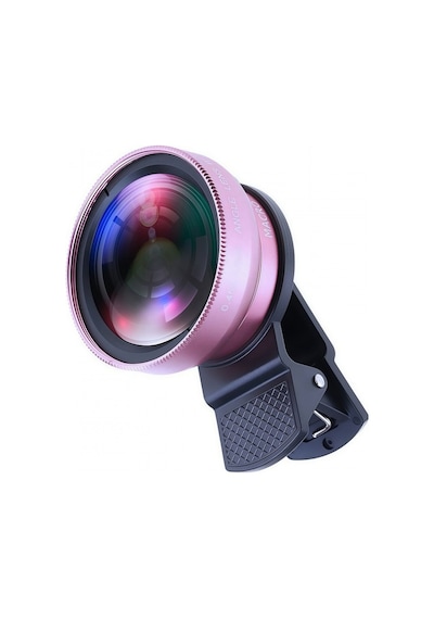2 Si 1 Arada Klipsli Telefon Kamera Lensi 0.45x Ultra Geniş Açı 10x Makro 37mm Evrensel 49mm Uv Port Rose Gold Rose Gold