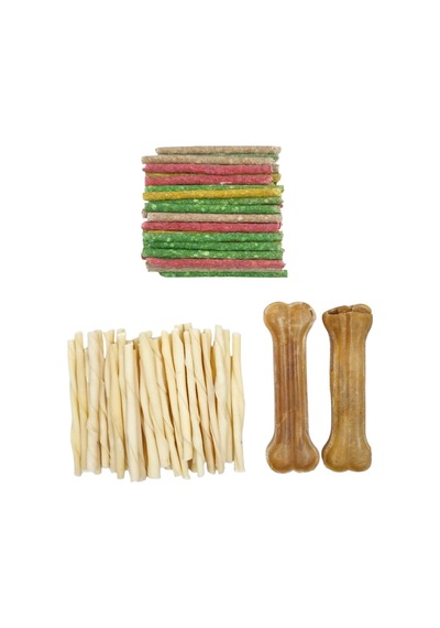 Ans Köpek Kemik Ödül Seti 3'lü Set 15 Cm 2'li Naturel Kemik + 100'lü Sütlü Burgu + 100'lü Munchy Ödül Kemiği