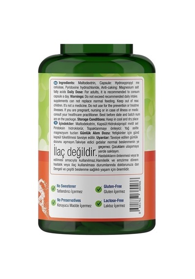 Natures Supreme Vitamin B6 10 Mg 200 Kapsül Aromasiz