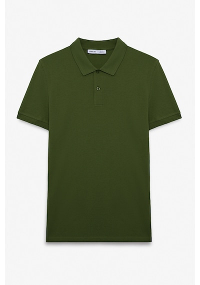 Grimelange SKYLOOM Erkek %100 Pamuk Kısa Kollu Regular Fit Haki Polo Yaka T-shirt