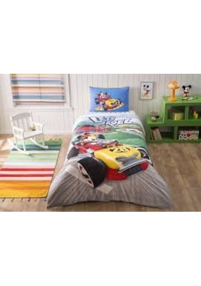 Taç Nevresim Takımı Tek Kişilik Lisanlı Disney Mickey Racer