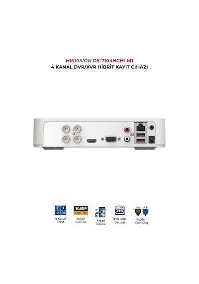 Ds-7104hghı-m1 Dvr 4 Kanal İnsan Araç Analizli Kayıt Cihazı