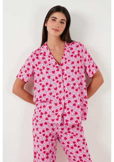 Lela Rahat Kesim Bol Paça Mono Yaka Kısa Kollu Bayan Pijama Takımı 6110290 Toz Pembe Lela Rahat Kesim Bol Paça Mono Yaka Kısa Kollu Bayan Pijama Takımı 6110290 Toz Pembe