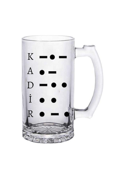 İsim Yazılı Mors Alfabesi Tasarımlı Bira Bardağı Saydam