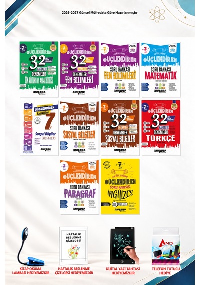 2026-2027 Ankara Yayıncılık 7. Sınıf 10 Kitap Seti - Sosyal Bilgiler Fasiküller, Sosyal Bilgiler Soru Bankası, 32 Haftalık Sosyal Bilimler Denemeleri, İngilizce Güçlendiren Soru Bankası