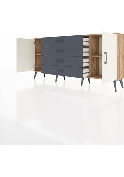 Arges Konsol 2 Raflı 4 Çekmeceli 2 Kapaklı 176x30x83 Çam-aytaşı/antrasit Aytaşı/antrasit Arges Konsol 2 Raflı 4 Çekmeceli 2 Kapaklı 176x30x83 Çam-aytaşı/antrasit Aytaşı/antrasit