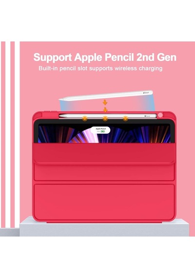 Apple Uyumlu iPad, Pro 12.9 5. Nesil 2021 Kılıf Kalem Bölmeli Smart Case