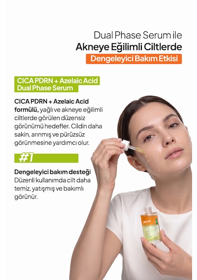 Phlab Akneye Eğilimli Ciltler İçin Cica + Azelaıc Acıd Çift Fazlı Dengeleyici Serum
