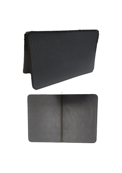 Tineke Büyük Boy Elekli Kedi Tuvalet Önü Paspası Katlanabilir 82 X 60 Cm Siyah 2li