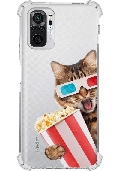 Xiaomi Redmi Note 10s Uyumlu Kedi 1 Baskılı Şeffaf Köşe Korumalı Antişok Kılıf