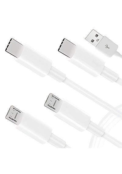 Alfais 4758 4 İn 1 Şarj Kablosu 2x Type-c 2x Micro Usb Çoklayıcı