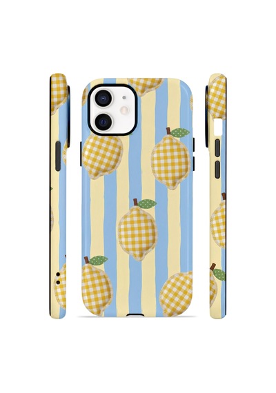 Apple iPhone Uyumlu 11 Vorian Çift Katmanlı Kılıf Gingham Lemon Grove