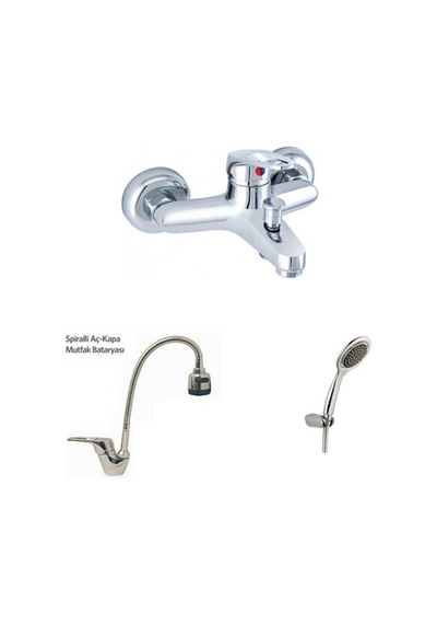 Erce Mix Spiralli Evye ve Banyo Bataryası duş Takımı Krom