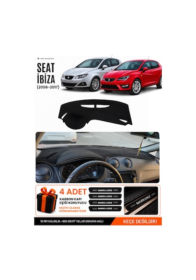 Seat Ibıza 2008-2017 Uyumlu Torpido Koruma, Torpido Örtüsü, Torpido Kılıfı - Siyah - Se004
