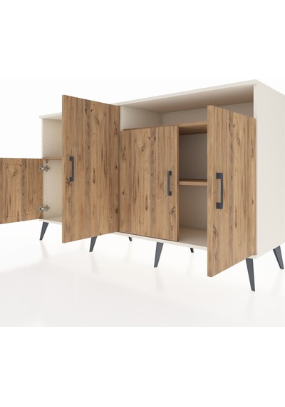 Kronos Konsol 5 Raflı 4 Kapaklı 176x59x99 Aytaşı-çam Aytaşı-çam