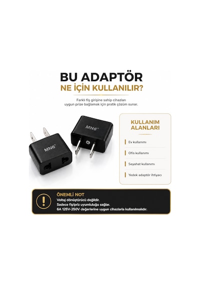 M007 Amerikan Priz Dönüştürücü/5 Adet-türk Fişi Amerikan Sistemine Çeviren Adaptor Fiş