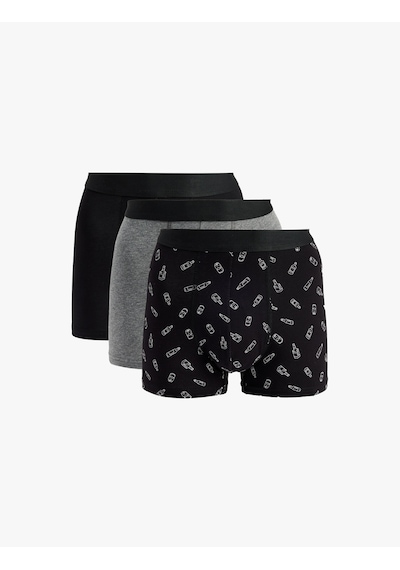 Koton Pamuklu Desenli 3'lü Boxer Seti Antrasit Desenli 6slm90019mk