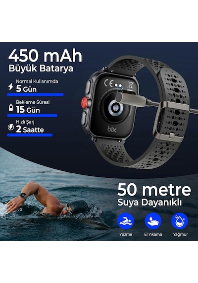 Tsw5 53mm Super Retina 2.01 Amoled Gps Akıllı Saat Siyah Aı Yapay Zeka Destekli, Bluetooth Aramalı, Nabız & Spo2 Ölçer Ve İos Android Uyumlu Yok