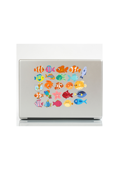 51 Adet Akvaryumda Balık Sticker Seti - Etiket Seti Scrapbook Bullet Journal Çok Renkli