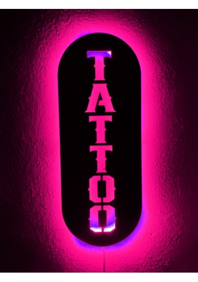 Tattoo Dövme Led Işıklı Ahşap Tablo Tabela (540026870)