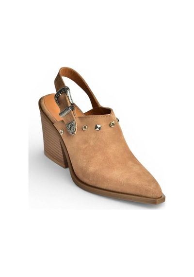 Fox Shoes Y654307702 Vizon Hakiki Deri Süet Alçak Topuklu Western Ayakkabı