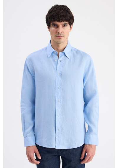 D'S Damat Ds Damat Comfort Mavi Düz Keten Gömlek 6hc02ap01304m Çok Renkli 2XL