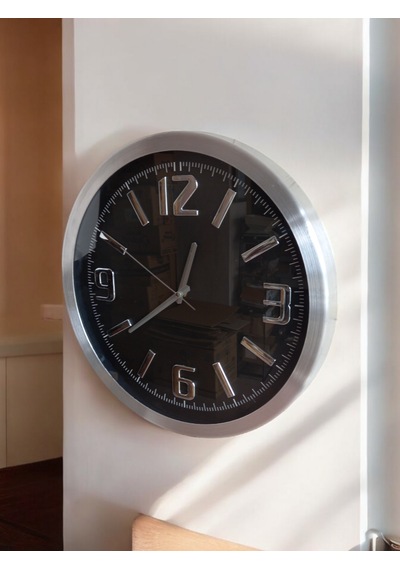 Salon Ofis Duvar Saati Kabartma Rakam Metal Çerçeceli Çap 40 Cm Metal