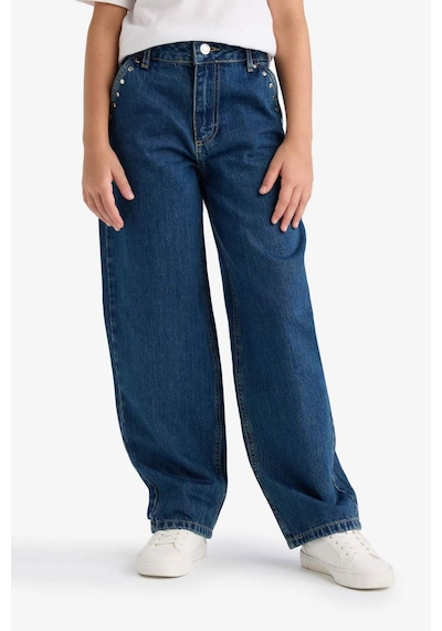 Defacto Koyu Mavi Kız Çocuk Jean Pantolon F7166a8/nm34 KOYU MAVİ