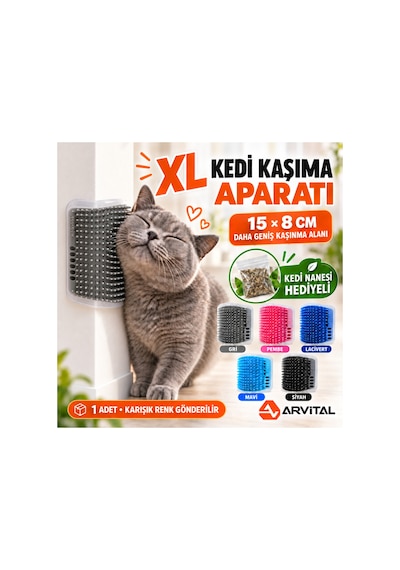 Xl Kedi Kaşıma Ve Kaşınma Aparatı 15x8 Cm Duvara Köşeye Monte, Kedi Nanesi Hediyeli
