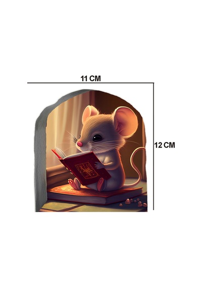 Fare Deliğinde Kitap Okuyan Sevimli Minik Fare Çocuk Odası Duvar Sticker
