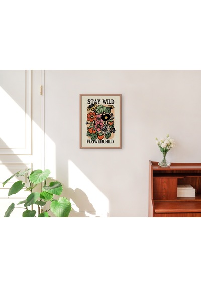 Retro Vahşi Çiçek Posteri, Botanik Baskı, Çiçek Pazarı Posteri, Çiçek Baskısı