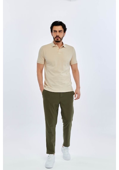 Süvari Slim Bej Erkek Polo Yaka T-shirt Ts1014000474