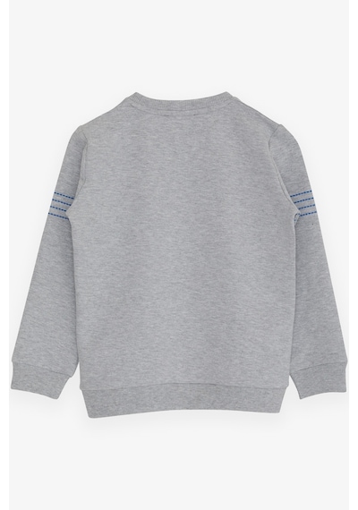 Breeze Erkek Çocuk Sweatshirt Yazı Baskılı 7-12 Yaş, Açık Gri Melanj Gri