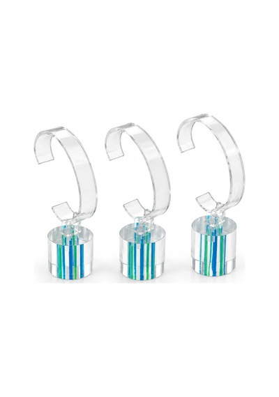 Saat Standı 3'lü Set Lazer Model Oval Mavi & Yeşil Pleksi