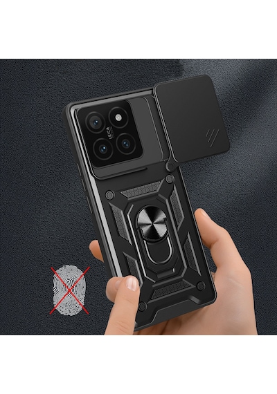 Kilifone - Mi 14t Pro Uyumlu - Kılıf Magnetik Standlı Kamera Korumalı Sürgülü Vega Kapak - Mavi