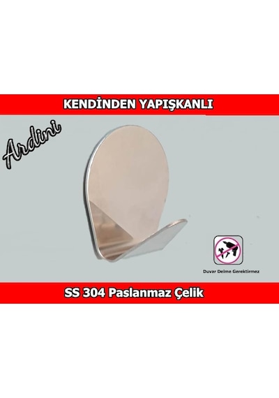 Paslanmaz Çelik Kendinden Yapışkanlı 4 Lü Paket Tombul Krom Bornoz Havlu Askısı Diğer